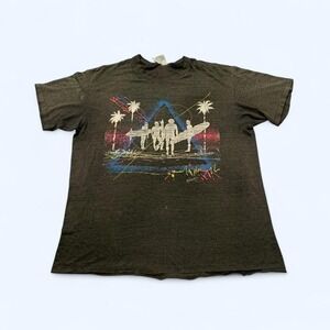 Rare Vintage 1970s Surf Art T-Shirt "Girard" Surfers Palm Trees Sz L